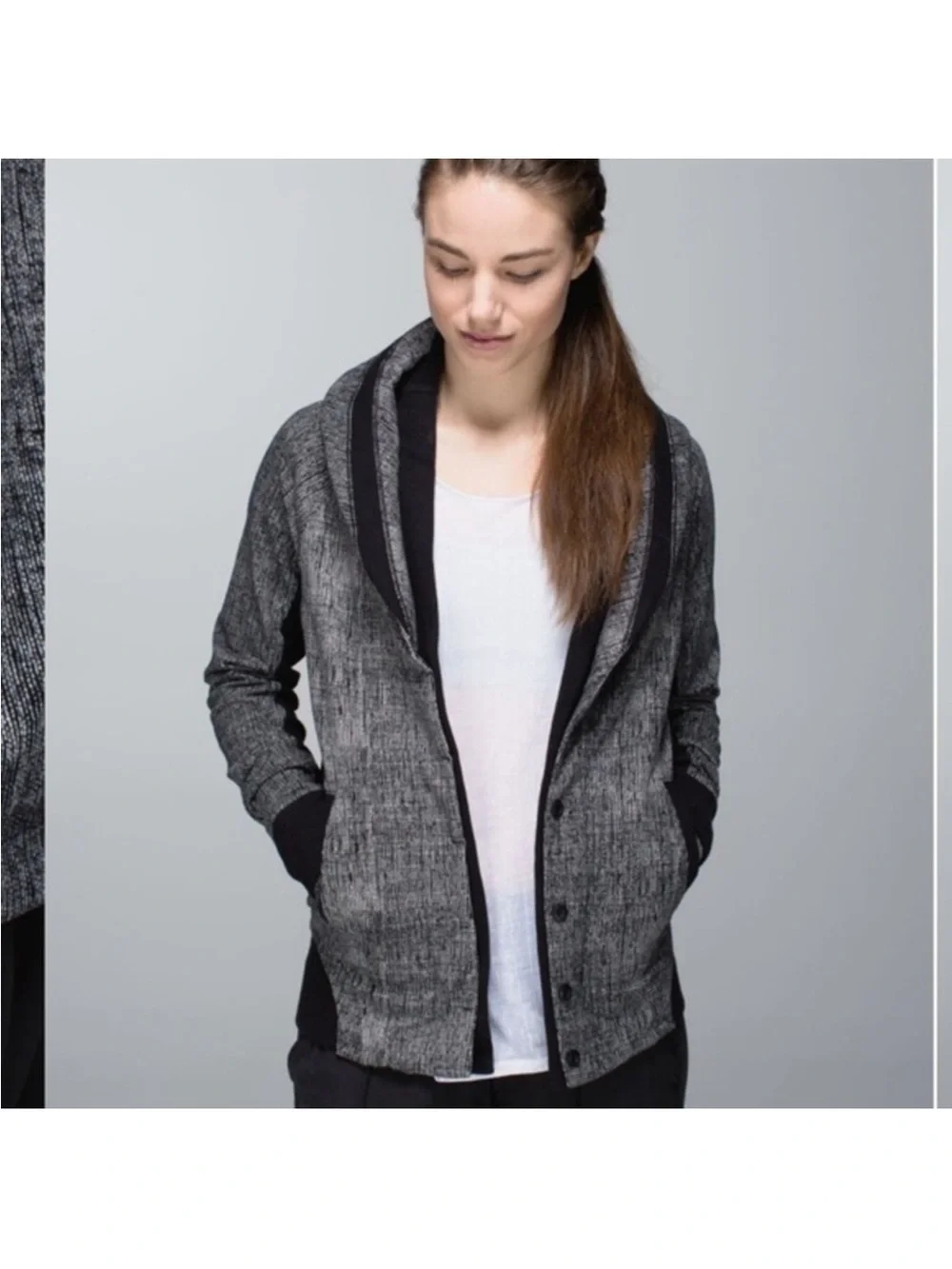 Lululemon To Class Jacket French Terry Texture Black Dune Jacket Size 8